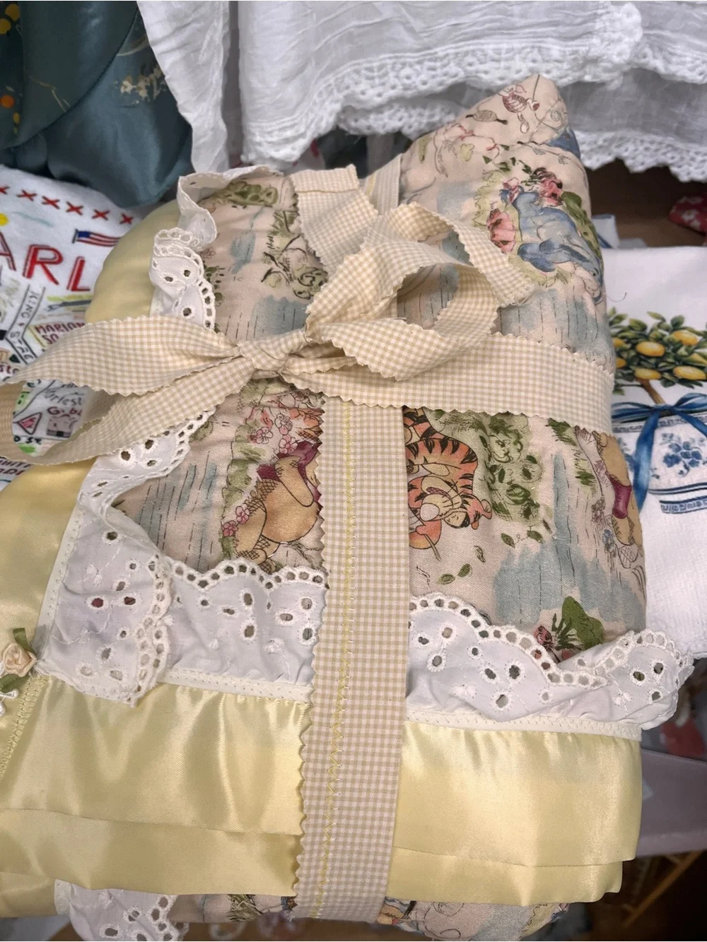 Winnie The Pooh Classic Woodland theme baby quilt Handmade in Charleston